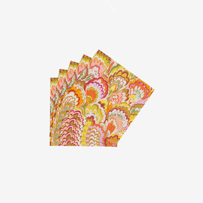 Caspari | Marbled Ceramica Raspberry & Chartreuse Napkin