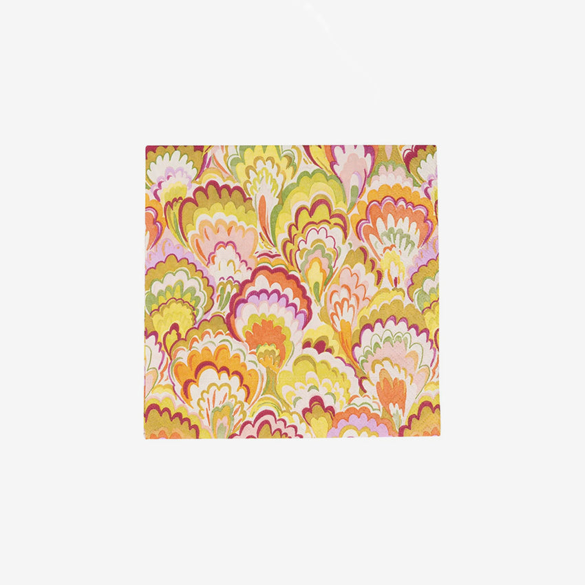 Caspari | Marbled Ceramica Raspberry & Chartreuse Napkin