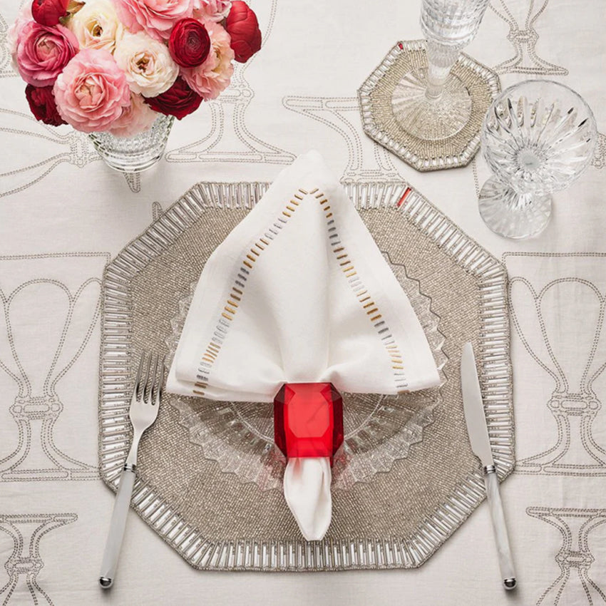 Baccarat X Kim Seybert | Serviette Harmonie Blanc/Or/Argent