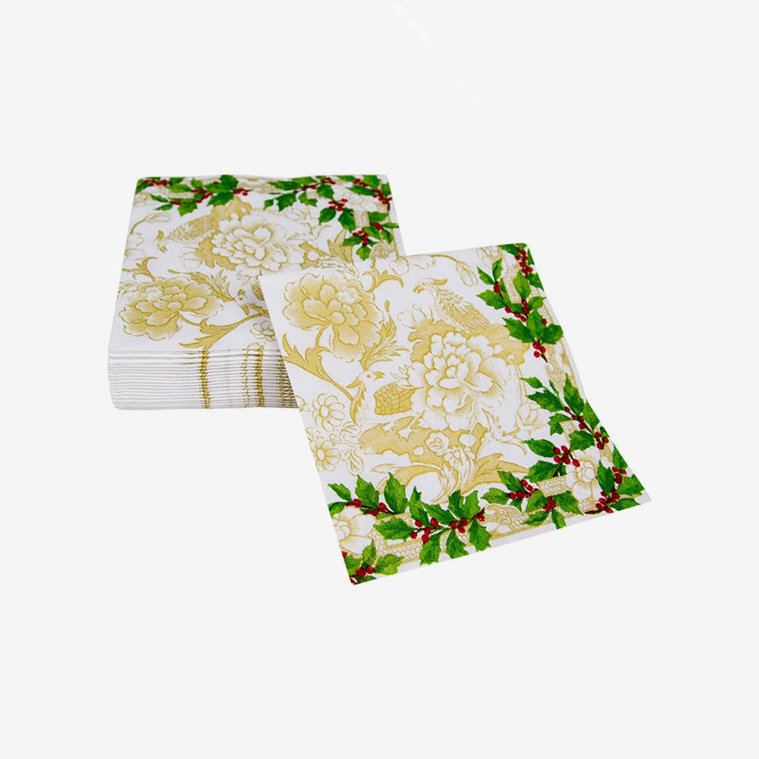 Caspari | Holly Ceramic Serviette ivoire et or 