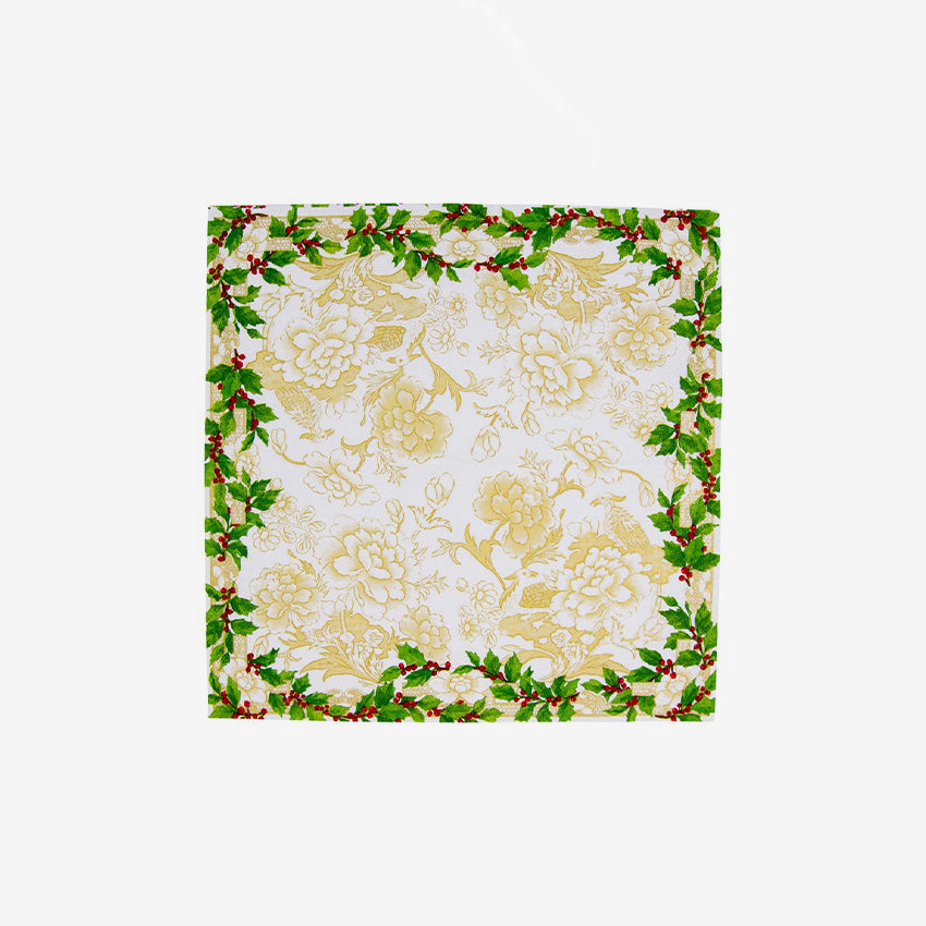 Caspari | Holly Ceramic Ivory & Gold Napkin