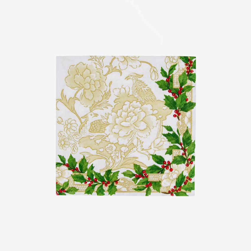 Caspari | Holly Ceramic Serviette ivoire et or 