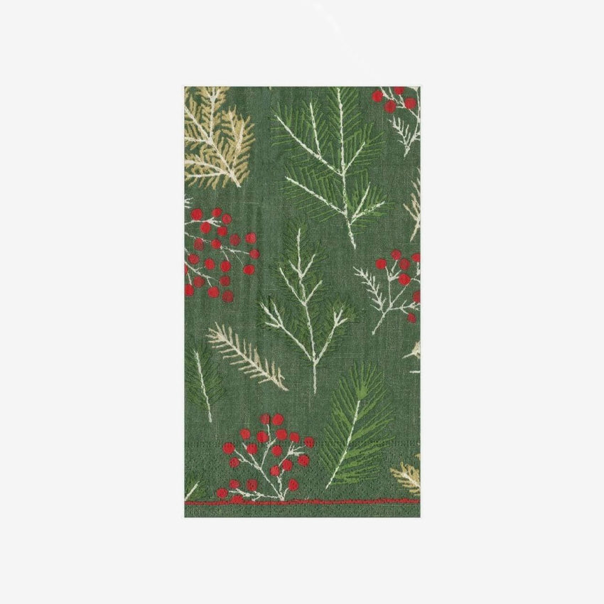 Caspari | Serviette En Papier Sprigs & Berries Evergreen