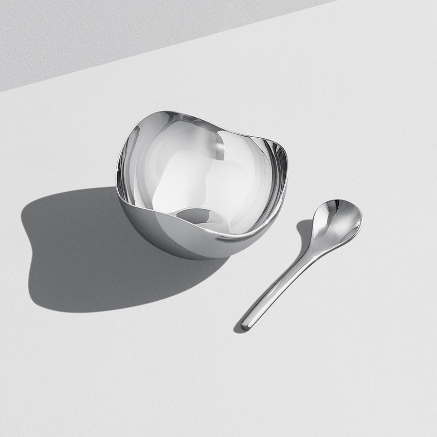 Georg Jensen | Bloom Salière et Cuillère en Acier Inoxydable