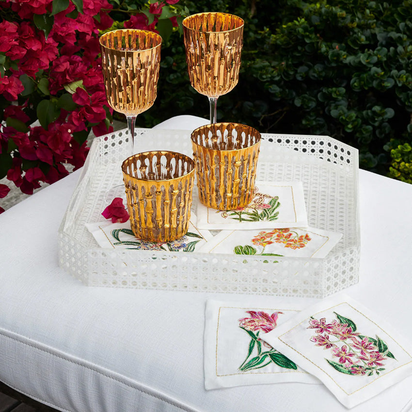 Kim Seybert | Orchid Cocktail Napkin White/Multi - Set of 6