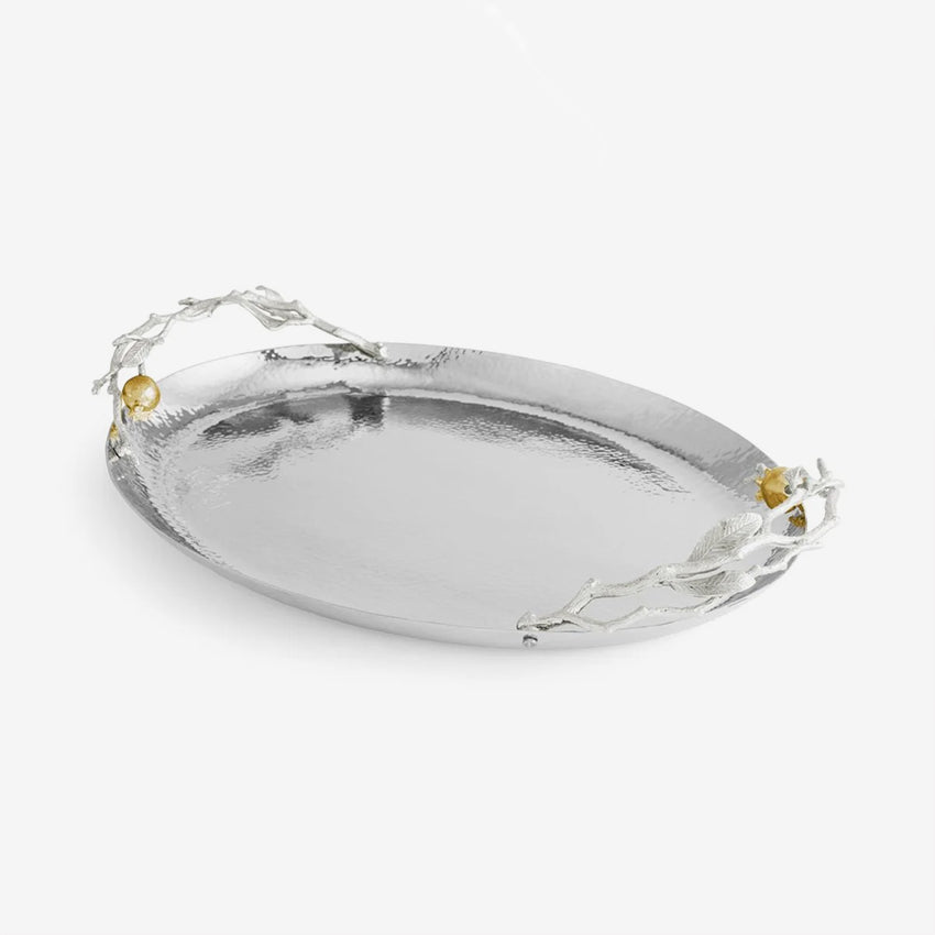 Michael Aram | Pomegranate Oval Tray  Silver & Gold