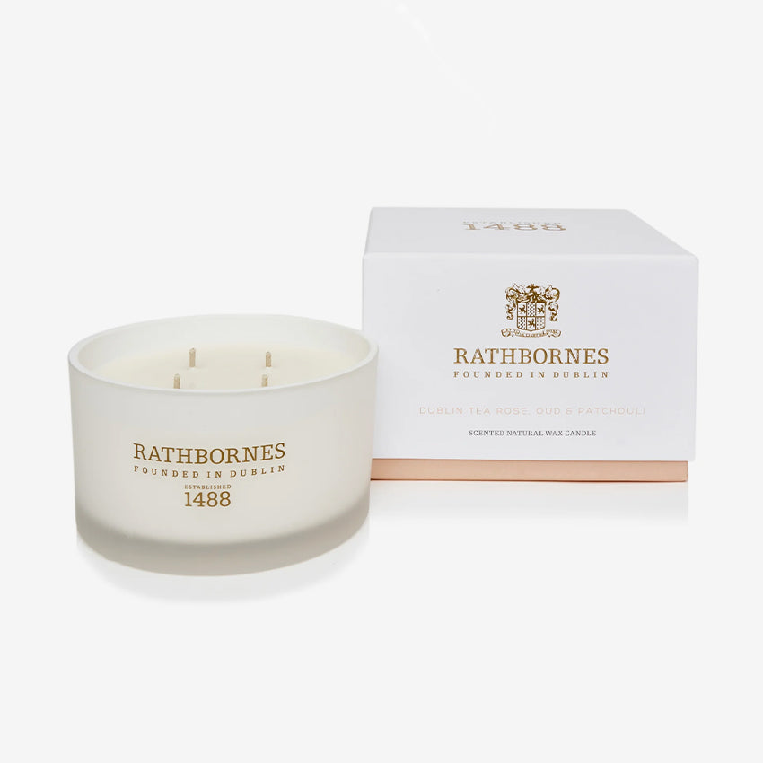 Rathbornes 1488 | Dublin Tea Rose, Oud & Patchouli Scented Candle