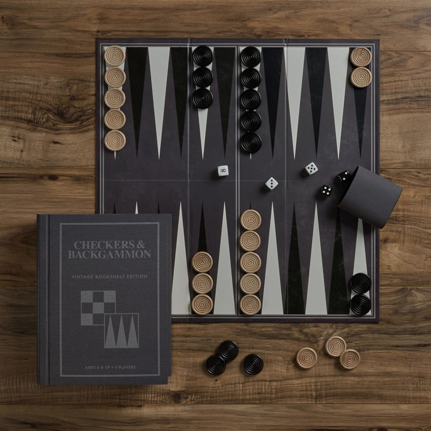 WS Game Company | Checker & Backgammon Vintage Bookshelf Edition