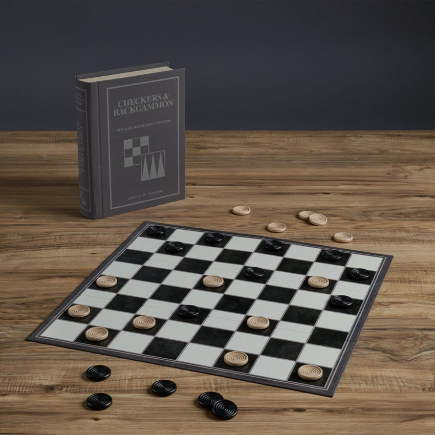 WS Game Company | Checker & Backgammon Vintage Bookshelf Edition