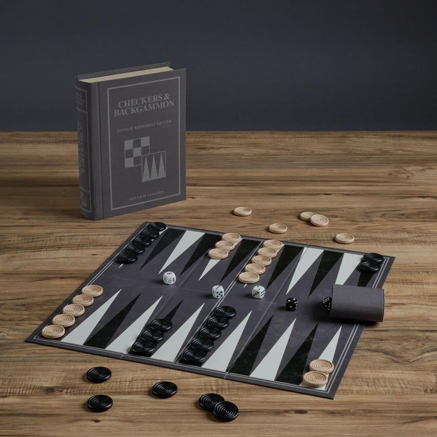 WS Game Company | Checker & Backgammon Vintage Bookshelf Edition