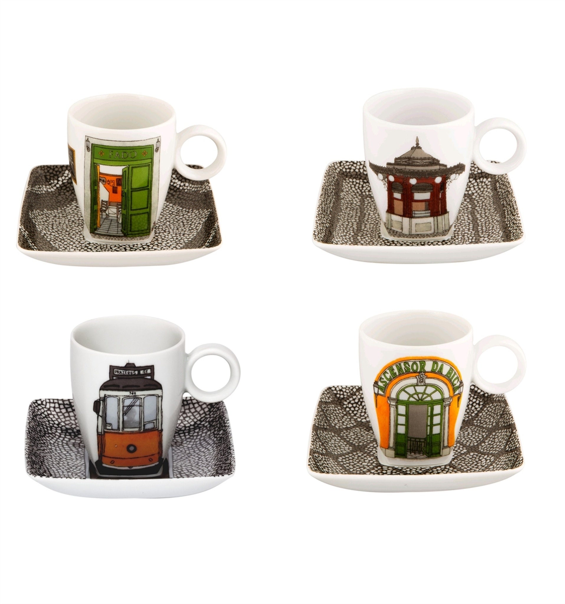 Maison Lipari Alma De Lisboa Set Of 4 Espresso Cups And Saucers 6.73x6.73x6.73  VISTA ALEGRE.