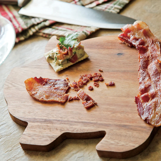 Maison Lipari Acacia Pig Shaped Serving Board - Brown  IRONWOOD.