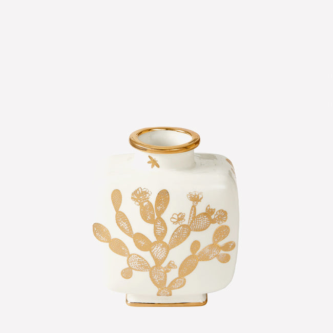 Maison Lipari Botanist Cactus Square Vase - Gold, White  JONATHAN ADLER.