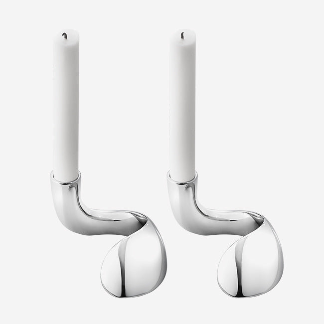 Maison Lipari Bloom 2pc. Candle Holder in Polished Stainless Steel  GEORG JENSEN.