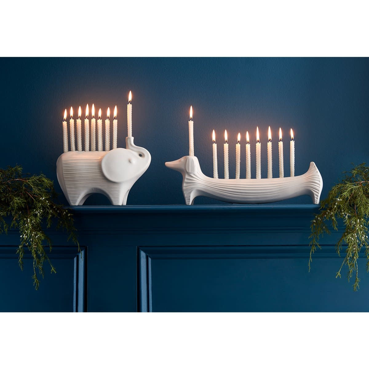 Maison Lipari Menagerie Dachshund Menorah White  JONATHAN ADLER.